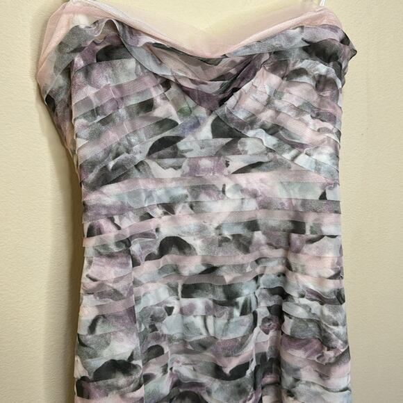 BCBGMaxazria Erika Tulle Tiered Strapless Gown - Watercolor Agate Size S - Picture 5 of 9